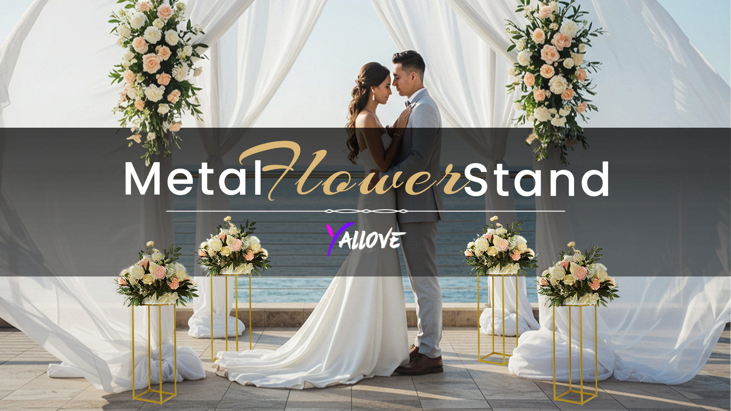 Amazon.com: YALLOVE 10 Pack 23.75 Inch Gold Wedding Flower Stand